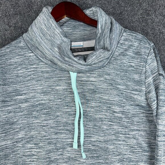 Columbia Top Womens Medium Turtleneck Sweatshirt Gray Heathered Split Hem Pullov - Picture 8 of 8